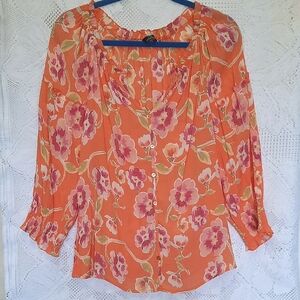Ladies Blouse Mlle Gabrielle Sz. Med Soft Flowy Poly Cotton